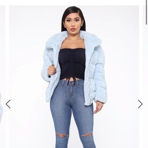 NWOT fashion nova blue puffer jacket